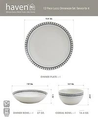 Haven Lucca 12 Pc. Dinnerware Set, Service for 4