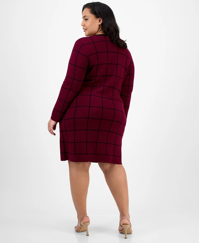 Sandra Darren Plus Layered-Look Sweater Dress