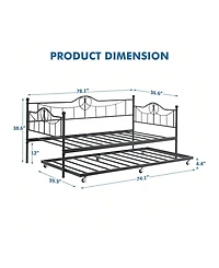 gaomon Metal Twin Daybed and Pull-Out Trundle Set, Size, Steel Slat Support, Sofa Bed Frame for Living Room, Bedroom, Guest Room