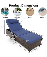 Gaomon 2 Pcs All-Weather Outdoor Rattan Patio Chaise Lounge Recliner Chairs with Adjustable Backrest & Cushions for Poolside & Garden