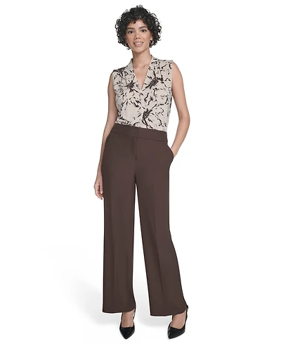 Calvin Klein Petite Solid Wide Leg Pants