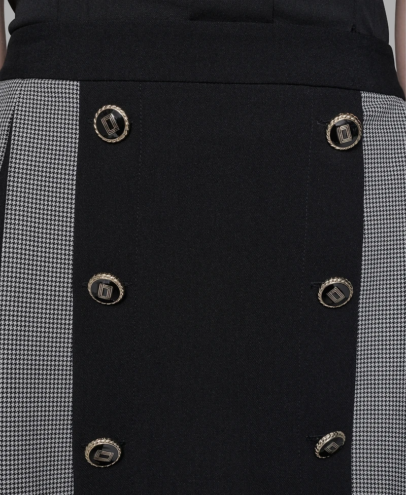 Karl Lagerfeld Paris Women's Gingham Pleated Skirt