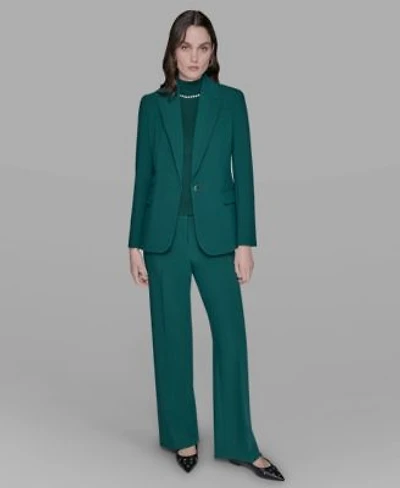 Karl Lagerfeld Paris Womens Straight Leg Pants Bead Embellished Sleeveless Mock Neck Top One Button Blazer