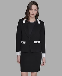 Karl Lagerfeld Paris Women's Cotton One-Button Knit Blazer