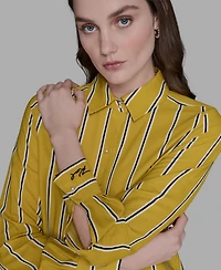 Karl Lagerfeld Paris Women's Striped Faux-Pearl Shirt