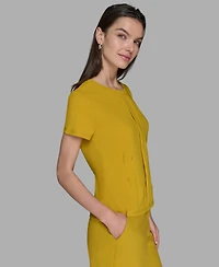 Karl Lagerfeld Paris Women's Pleated Short-Sleeve Knit Top