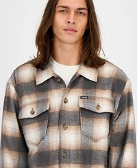Guess Men's Long Sleeve Check Button-Front Overshirt