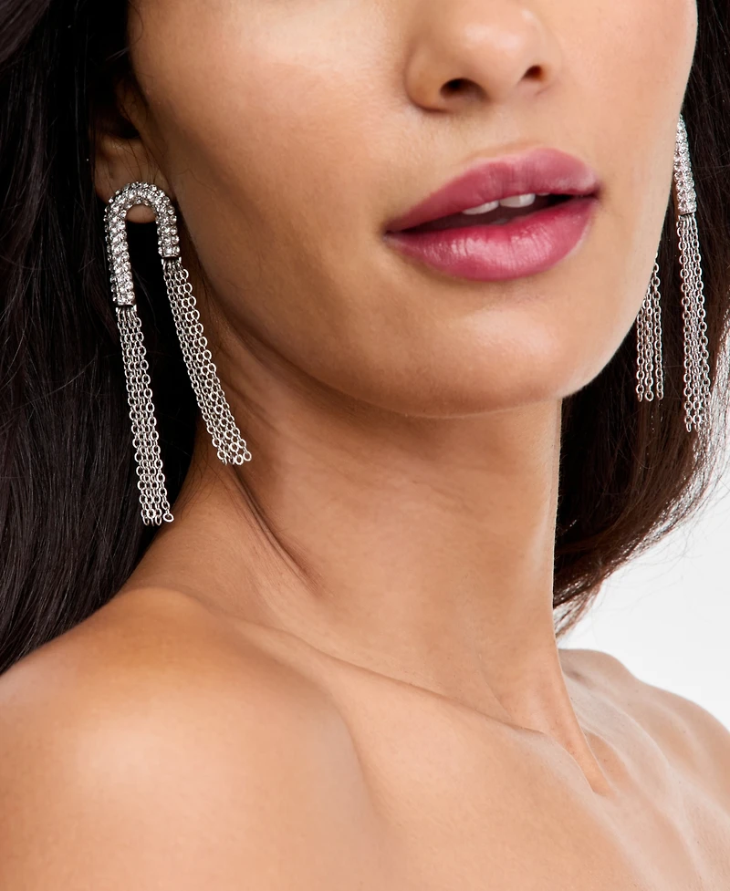 I.n.c. International Concepts Crystal & Chain Fringe U-Shaped Statement Earrings, Macy's Exclusive