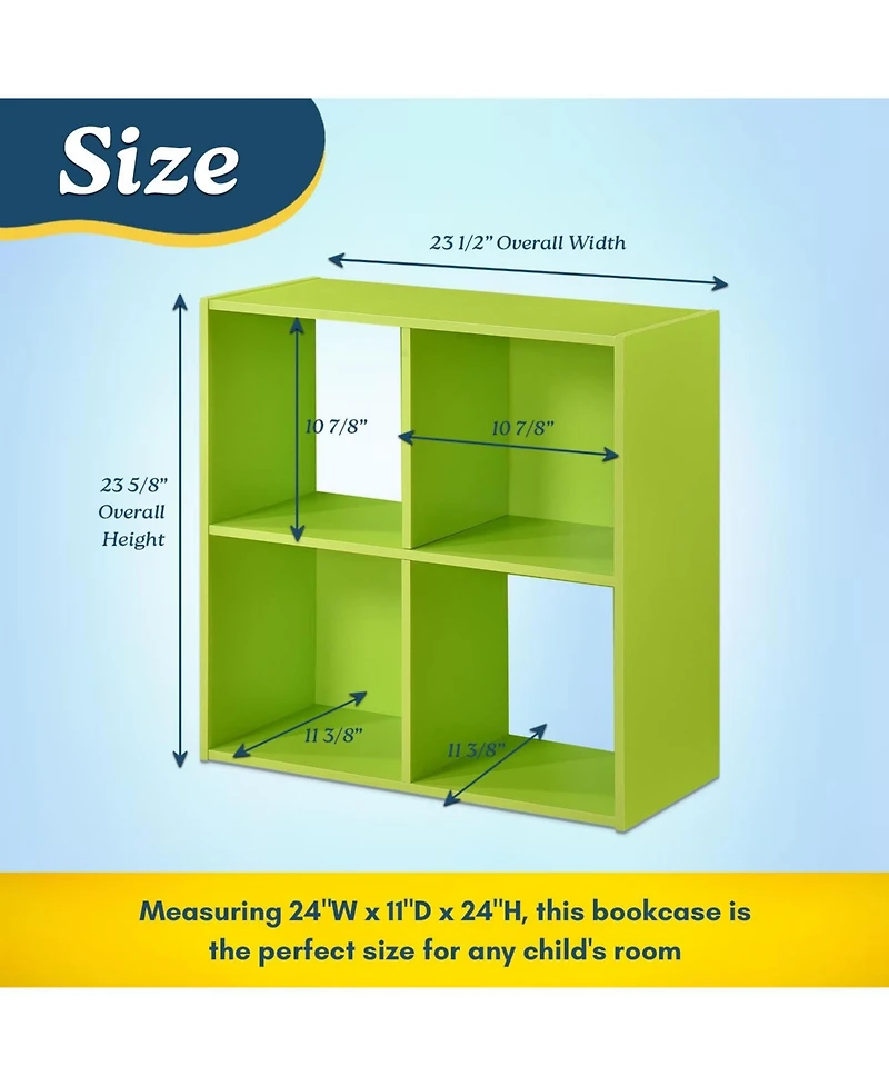 Kings Brand Furniture 4-Cube Children's Bookcase, Kids Toy Storage Shelf Organizer for Playroom, Bedroom, Nursery School