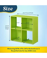 Kings Brand Furniture 4-Cube Children's Bookcase, Kids Toy Storage Shelf Organizer for Playroom, Bedroom, Nursery School