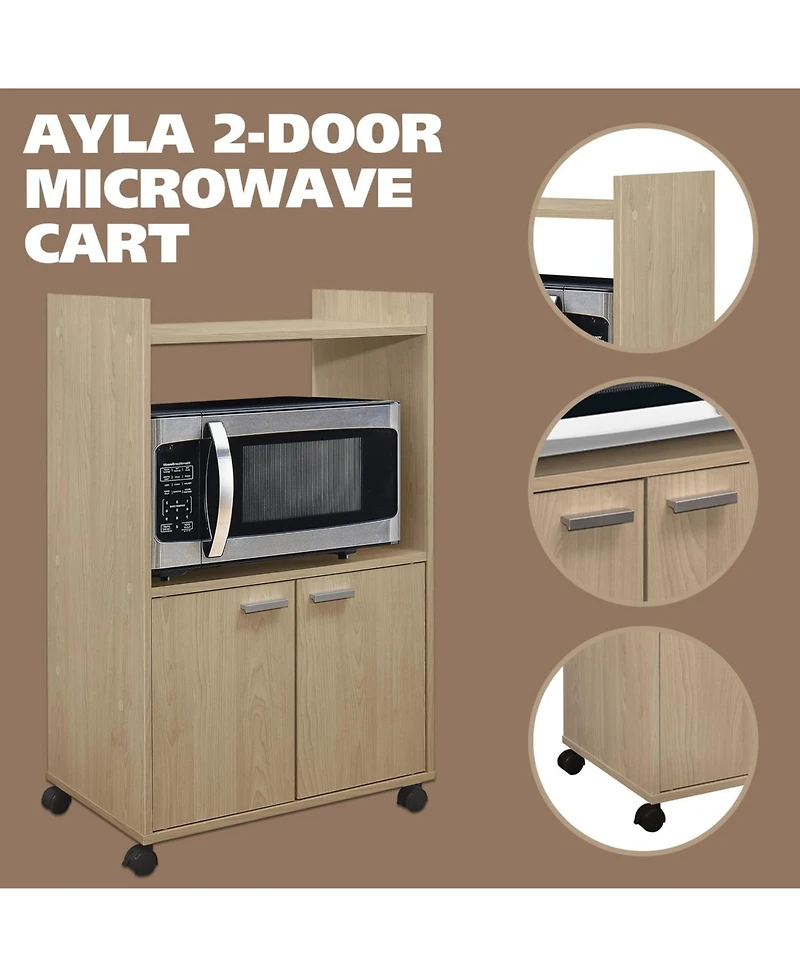 Kings Brand Furniture Ayla 2-Door Kitchen Microwave Cart