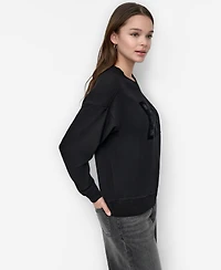 Dkny Jeans Women's Flocking Rhinestone Crew Neck Sweatshirt