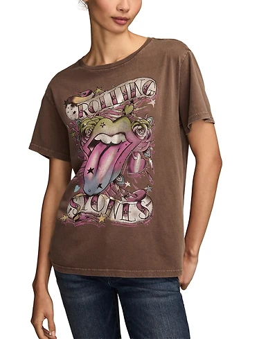 Lucky Brand Women's Rolling Stones Tattoo Boyfriend T-shirt