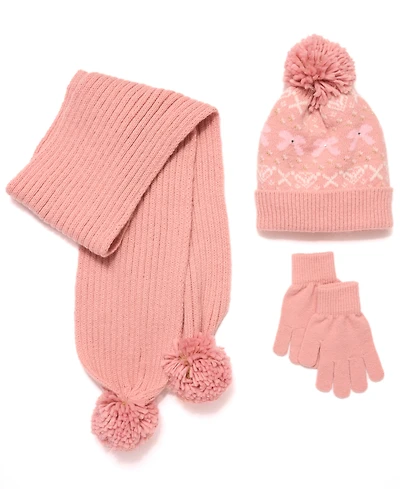 InMocean Big Girls 3-Piece Hat, Gloves, and Scarf Set