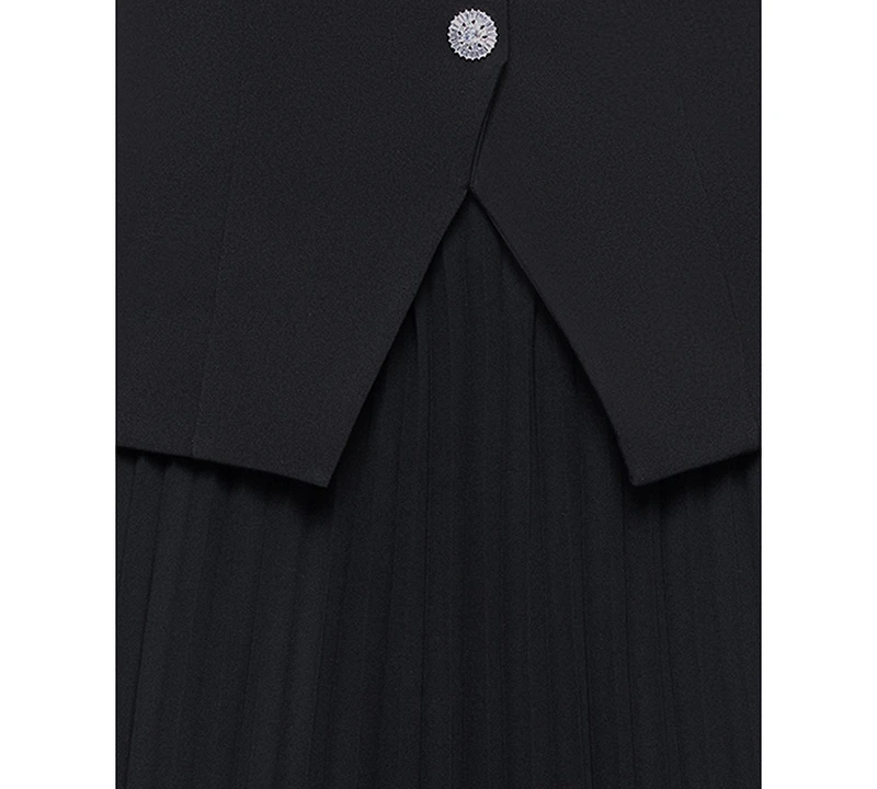 Xscape Women's Vest Style Pleated Scuba Long Dress