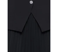 Xscape Women's Vest Style Pleated Scuba Long Dress