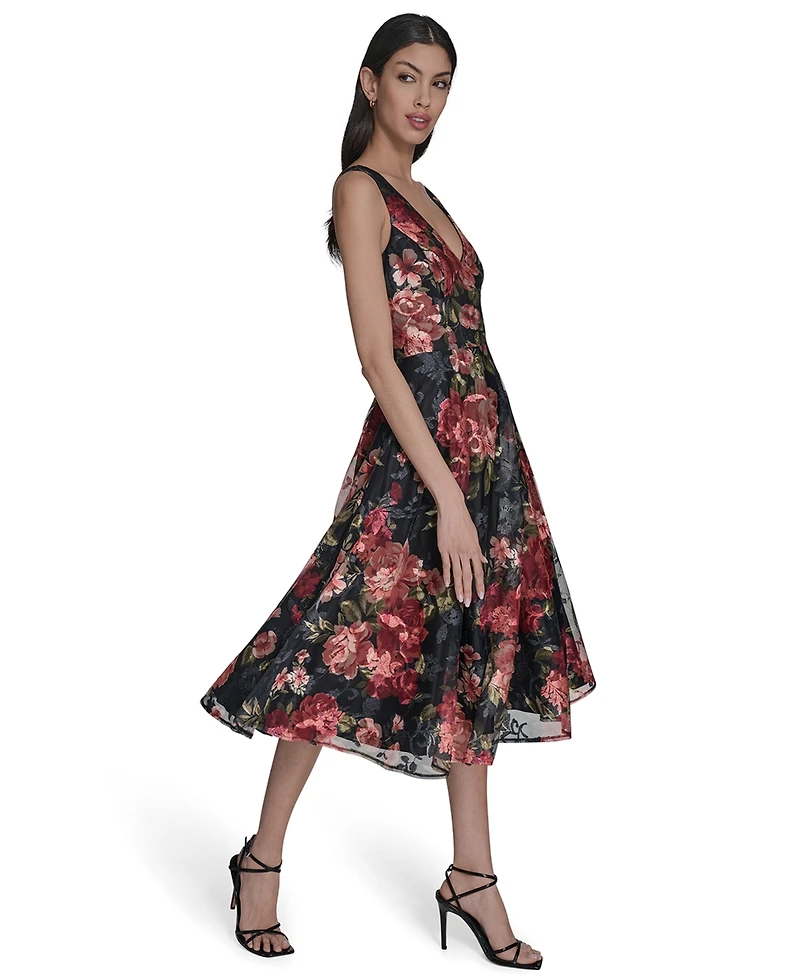 Eliza J Women's V-Neck Sleeveless Midi Dress