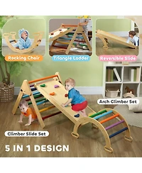 Qaba 5 in 1 Pikler Triangle Set for 18-48 Months, Multicolor
