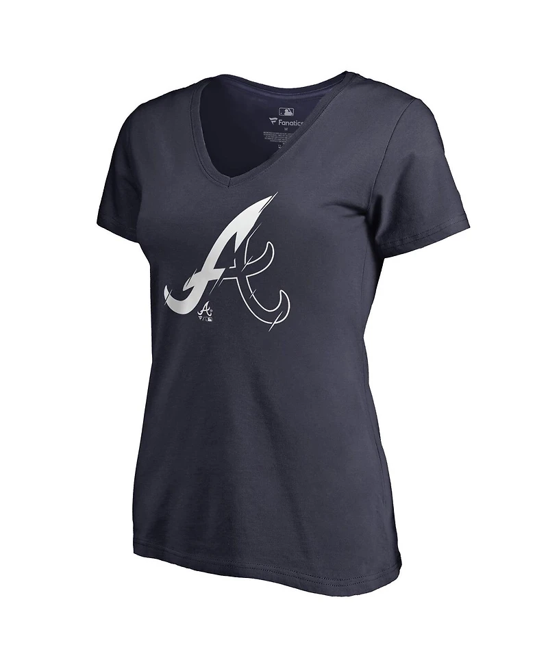 Fanatics Mto Label Women's Navy Atlanta Braves X-Ray V-Neck T-Shirt