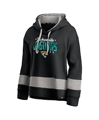 Fanatics Women's Black/Gray Jacksonville Jaguars Huddle Up Fundamental Fleece Color Block Pullover Hoodie