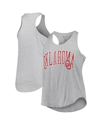 Profile Women's Heather Gray Oklahoma Sooners Arch Logo Racerback Scoop Neck Tank Top