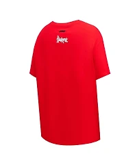Pro Standard Women's Scarlet Nebraska Huskers Script Tail Oversized Boyfriend T-Shirt