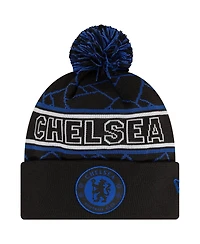 New Era Men's Black Chelsea Sport Cuffed Knit with Pom Hat