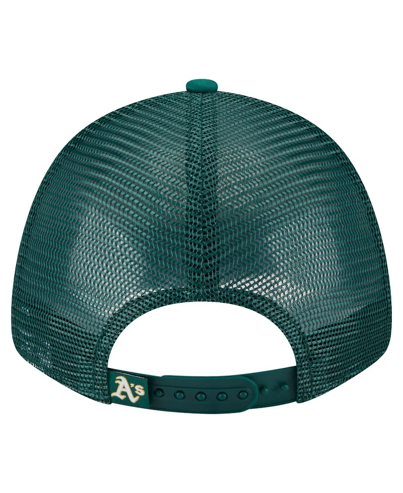 New Era Toddler White/Green Athletics Painted A-Frame 9FORTY Trucker Adjustable Hat