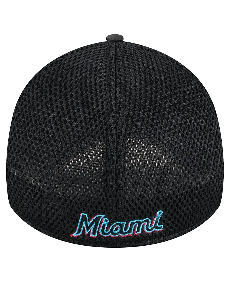 New Era Big Boys and Girls Black Miami Marlins Camo 39THIRTY Flex Hat