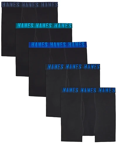 Hanes Big Boys 5-Piece Performance Solid Boxer Briefs