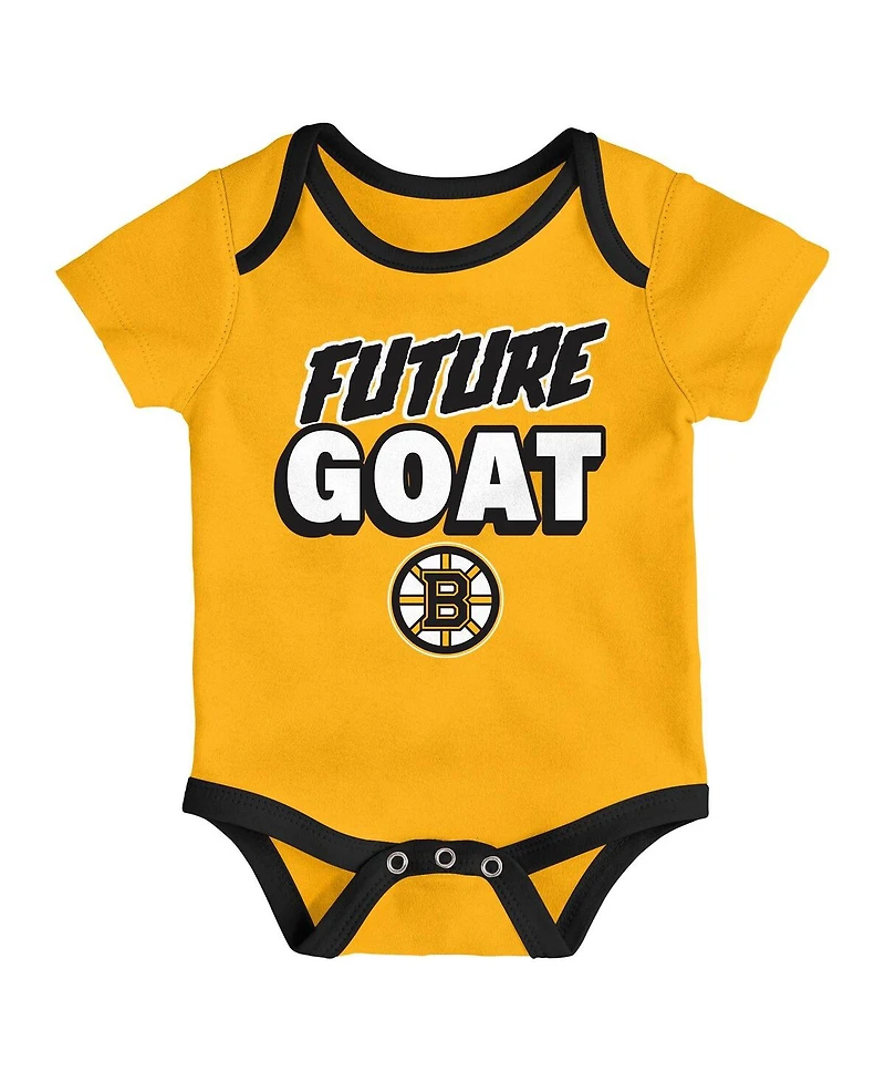 Outerstuff Baby Boys and Girls 3-Pack Boston Bruins Loyal Buddies Bodysuit Set