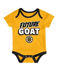 Outerstuff Baby Boys and Girls 3-Pack Boston Bruins Loyal Buddies Bodysuit Set