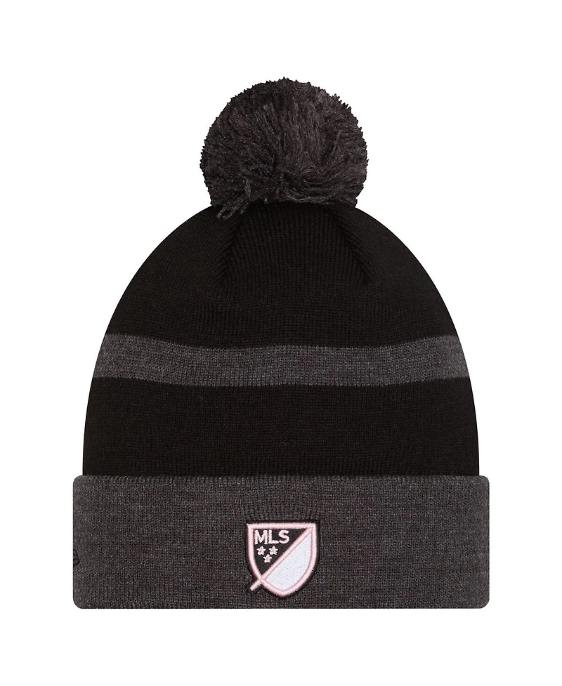 New Era Black Inter Miami Cf 2025 Kickoff Cuffed Knit with Pom Hat