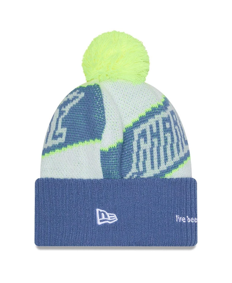 New Era Men's White Charlotte Fc 2025 Jersey Hook Cuffed Knit with Pom Hat