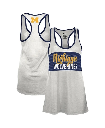 Pressbox Women's White/Navy Michigan Wolverines Tracy Racerback Burnout Tank Top
