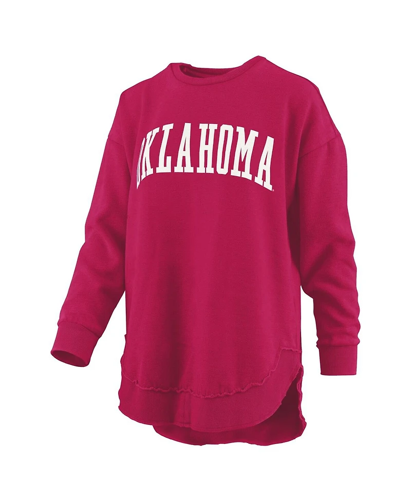 Pressbox Women's Crimson Oklahoma Sooners Melange Poncho Vintage Fleece Long Sleeve Pullover Sweatshirt