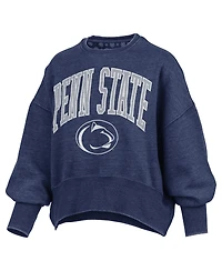 Pressbox Women's Navy Penn State Nittany Lions Oversized Waist-Length Crewneck Sweatshirt
