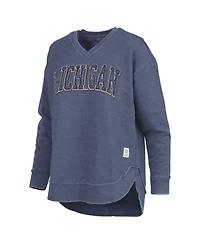 Pressbox Women's Navy Michigan Wolverines Westin Poncho V-Neck Pullover Sweatshirt