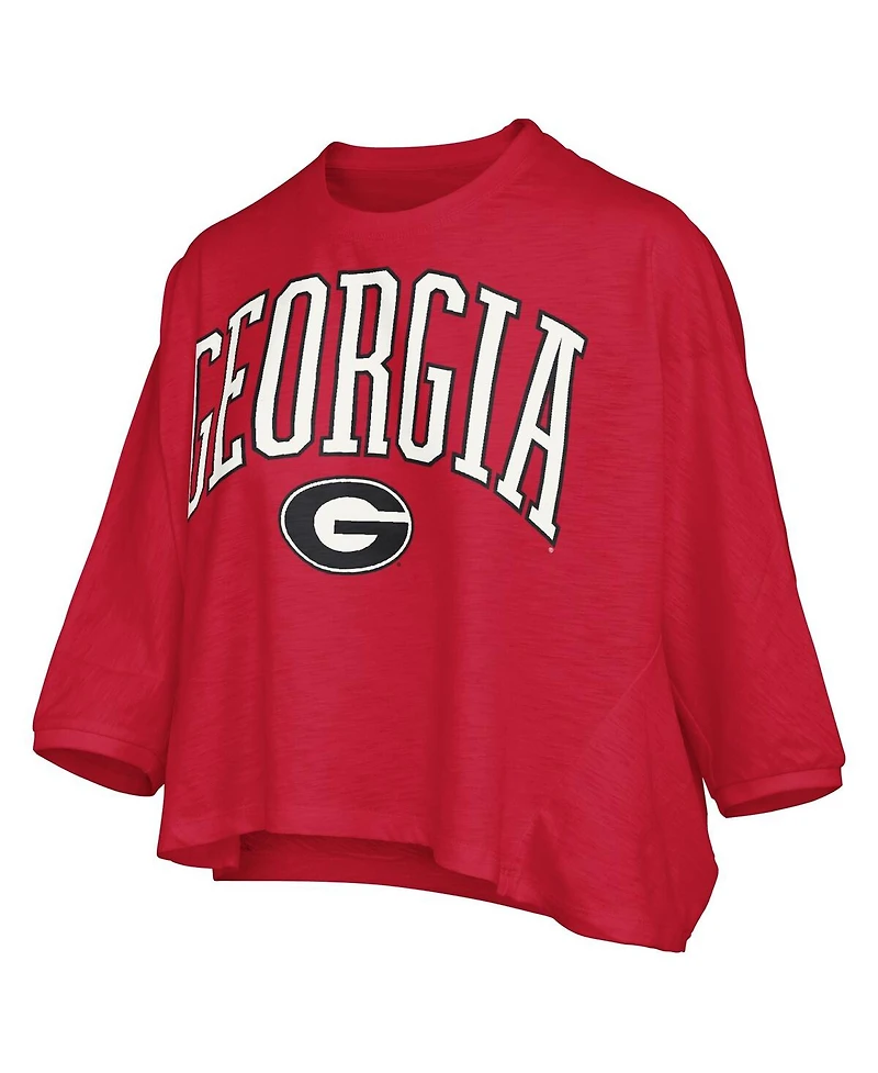 Pressbox Women's Red Georgia Bulldogs Midi Arch Over Logo Oversized T-Shirt