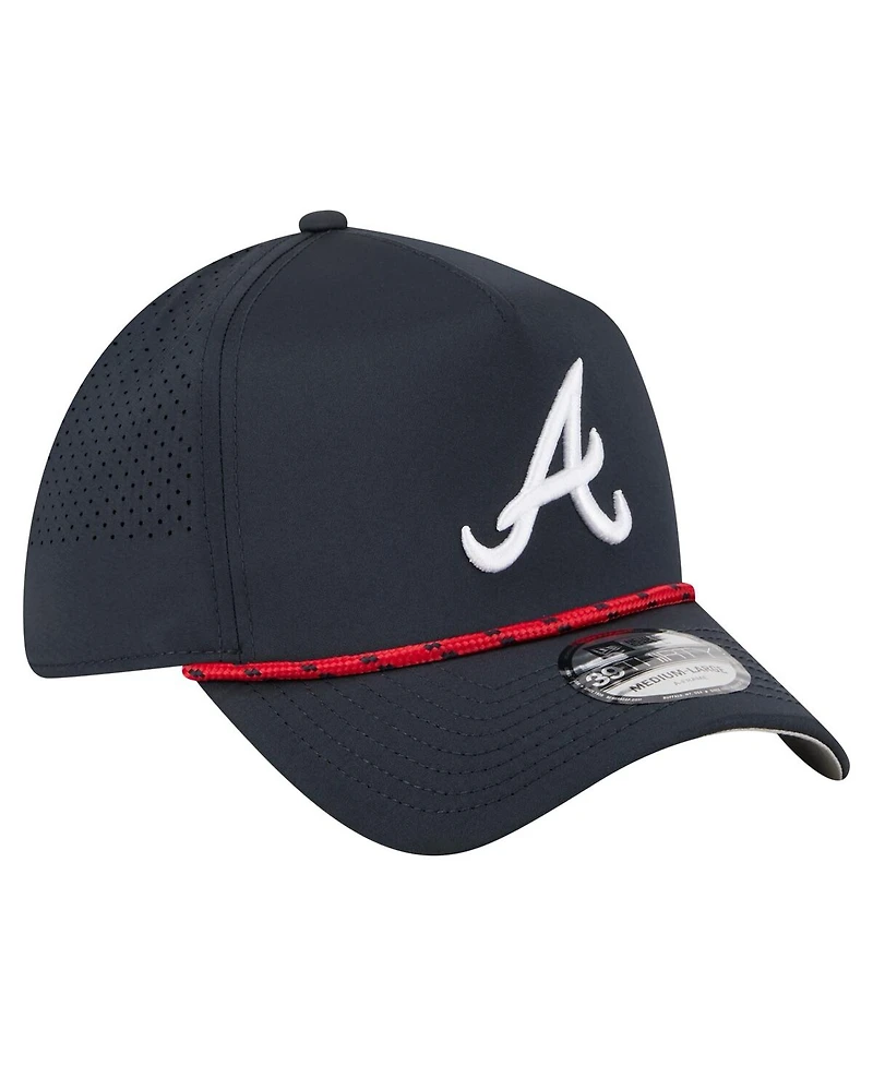 New Era Men's Navy Atlanta Braves 39THIRTY A-Frame Perforated Flex Hat