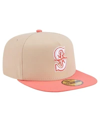 New Era Men's Light Beige/Coral Seattle Mariners Two-Tone Color Pack A-Frame 59FIFTY Fitted Hat