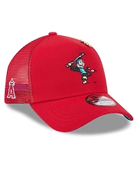 New Era Men's Red Los Angeles Angels 2025 Big League Chew A-Frame 9FORTY Adjustable Trucker Hat