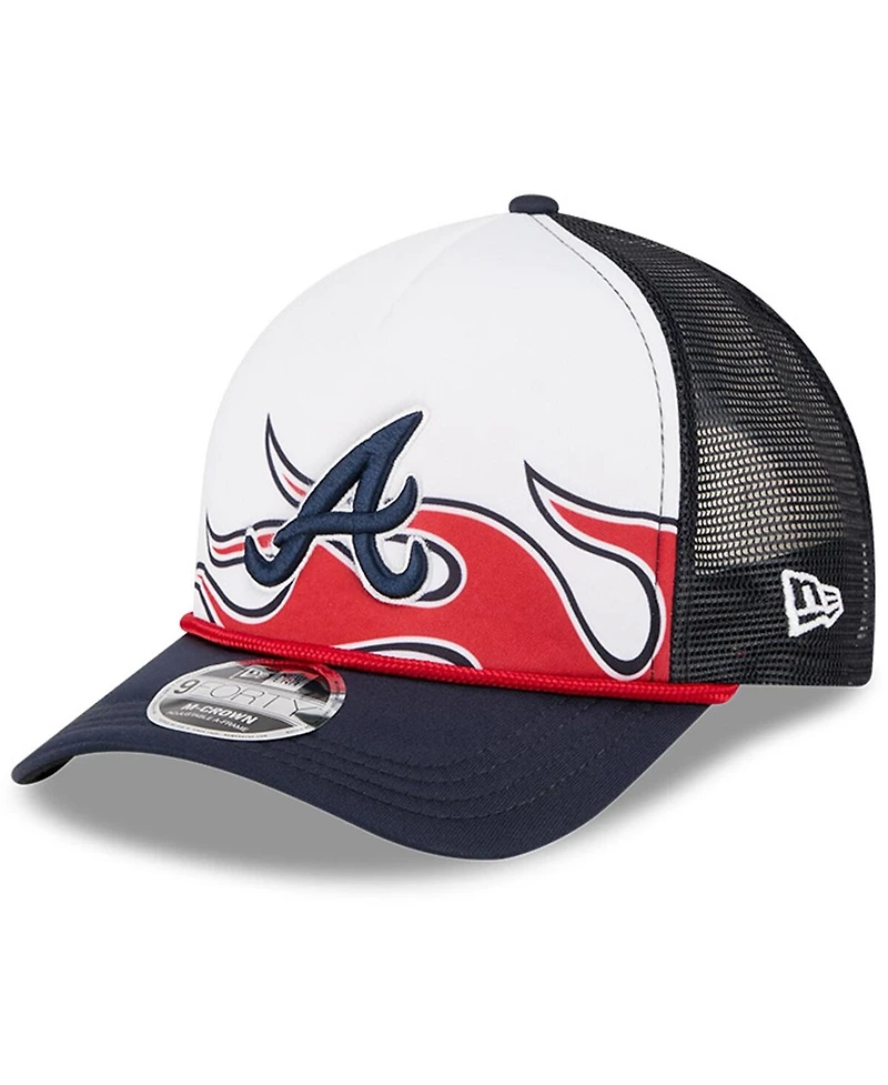 New Era Men's White/Navy Atlanta Braves 2025 Mlb Speedway Classic Fashion Pack A-Frame 9FORTY Adjustable Hat