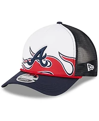 New Era Men's White/Navy Atlanta Braves 2025 Mlb Speedway Classic Fashion Pack A-Frame 9FORTY Adjustable Hat