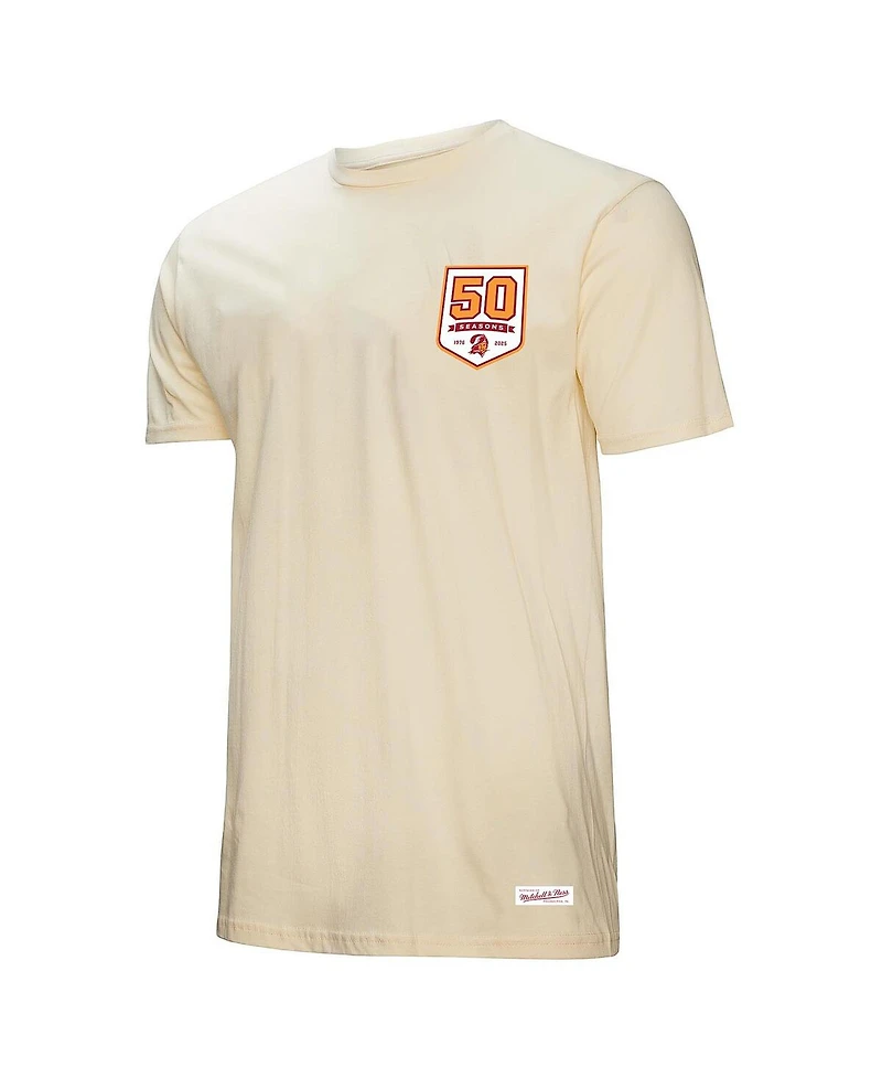 Mitchell & Ness Men's Cream Tampa Bay Buccaneers 50th Season Pirate Patch T-Shirt