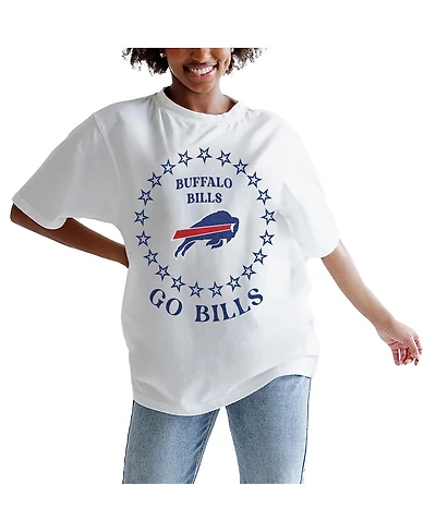 Gameday Couture Women's White Buffalo Bills On Point Oversized Slogan T-Shirt