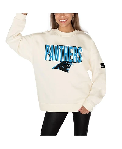 Gameday Couture Women's Cream Carolina Panthers Premium Fleece Oversized Drop Shoulder Pullover Sweatshirt
