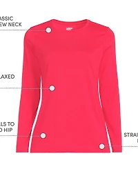 Lands' End Women's Supima Cotton Relaxed Long Sleeve Crew Neck T-Shirt