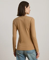 Lauren Ralph Petite Cotton Long-Sleeve Crewneck Top