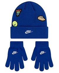 Nike Big Kids 2-Piece Patch Peak Beanie and Gloves Set